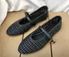 Zapatos Planos de Mujer Mary Jane Zr Africanos de Punta Redonda Versátiles de Correa Única Calados de Tamaño Grande Tejidos Casuales