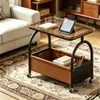 Nuevo Modelo 2026: Mesa de Té Móvil Lujosa y Elegante, Diseño Moderno de Mediados de Siglo, Adecuada para Sala de Estar, Uso Doméstico, Mesa de Té Redonda para Balcón