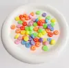 Acrílico Colorido Cara Sonriente Plana Redonda Agujero Recto Cuentas Sueltas Hecho a Mano DIY Pulsera Creativa Cadena de Teléfono Móvil Accesorios para Ensartar Material