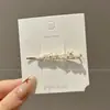 Exquisito y de alta gama clip para el pelo con pedrería estilo coreano para mujer, nuevo modelo 2026, pinza de pico de pato para la frente, pasador recto para flequillo lateral