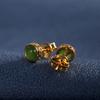 Pendientes de plata de ley 925 chapados en oro de estilo japonés y coreano para mujer, con jade hetiano, estilo minimalista, con forma de cubos pequeños.