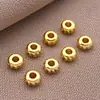 Cuentas sueltas de cobre chapado en oro de 18 quilates, separadores en forma de OVNI, cuentas redondas roscadas para pulsera y collar DIY hechos a mano, accesorios de joyería