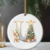 Nueva decoración navideña transfronteriza: Colgante acrílico 2D con letra y diseño de ciervo para árbol de Navidad y decoración navideña del hogar