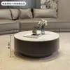 Mesa de centro de lujo ligero estilo italiano con tablero de roca, almacenamiento minimalista, adecuada para salas de estar y salas de té pequeñas, juego de mesa de té redondo de alta gama para el hogar