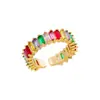 Anillo Geométrico de Moda con Circonita Colorida de Diamante Completo para Mujer, Diseño de Nicho, Exquisito, Elegante y Único, Nuevo Lujo Ligero