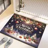 Alfombra de terciopelo de cristal navideña transfronteriza, felpudo decorativo con ambiente festivo, felpudo estampado para entrada de sala de estar y dormitorio
