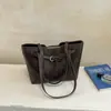Bolso Retro de Gran Capacidad para Debajo del Brazo para Mujer 2026 Nueva Moda Maillard Bolso de Hombro Único Bolso Tote Casual Simple para el Trabajo