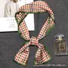 Lenço pequeno boxer lenço pequeno longo lenço pequeno versátil decoração de fita impressa dupla camada lenço profissional de comissária de bordo
