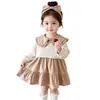 Vestido de Princesa Elegante de Otoño para Niñas 2026 Nuevo de Otoño Ropa Infantil Bebé Niña Vestido de Encaje Falso de Dos Piezas con Cuello de Muñeca