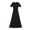 Nuevo Vestido de Punto con Escote Redondo, de Botones Sencillos, con Abertura, Estilo Francés Chic, Nicho, Temperamento, para Mujer, Otoño Temprano 2026