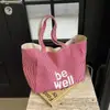 Bolsa Tote de Lona com Listras e Letras Estilo Ins Mochila Dupla Face Feminina Bolsa de Ombro Estilo Coreano Bolsa para o Dia a Dia Estilo Preguiçoso