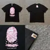 Camiseta unisex de manga curta da marca tendência BAPE, co-branded com design de camuflagem de cabeça de macaco, caimento solto de alta qualidade