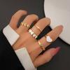 Amor transfronterizo diseño de anillo de 5/6 piezas anillo de corazón de durazno anillo de flor de mariposa con gota de aceite combinación de traje de anillo de perlas