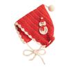 Gorro Rojo de Año Nuevo para Bebé Estilo Otoño e Invierno para Bebés Niños y Niñas Gorro de Lana Tejido Navideño Gorro Grueso para Proteger las Orejas Caliente