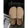 Pantuflas Versátiles de Suela Gruesa y Punta Cerrada para Mujer, Verano 2026, Media Pantufla estilo Birkenstock de Ante de Vaca, Antideslizantes, Cómodas, Fáciles de Poner