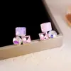 Pendientes Rosas en Forma de Corazón Dulces y Delicados con Circonita, Diseño de Moda y Único, Accesorios para Orejas Simples y Versátiles de Nicho