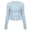 Moda Yoga Outono 2026 para Mulheres Tencel Modal Costurado Roupas Esportivas Alta Elasticidade Respirável Roupas Fitness Camiseta de Gola Redonda Manga Longa