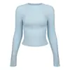 Roupas de Yoga Femininas Outono/Inverno 2025: Top Esportivo Canelado de Tencel Modal, Alta Elasticidade, Respirável, Top Fitness, Gola Redonda, Camiseta de Manga Longa
