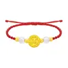 Ouro 999 puro, uma pulseira de berloques redonda em ouro com um design de flores e uma lua cheia, perfeita como presente para o Festival do Meio do Outono ou um presente comemorativo