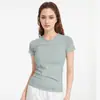Camisetas Deportivas Personalizadas de Secado Rápido, Ropa de Yoga, Camisetas de Running, Cuello Redondo Brillante de Seda Versátil Ajustadas de Running para Fitness Manga Corta