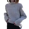 Suéter de Tricô com Gola Alta Meia e Cor Clara para Mulheres, Outono e Inverno, Curto, Estilo Retrô Europeu e Americano, Suéter com Atmosfera Gentil e Preguiçosa