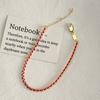 Pulsera de Cuerda Roja Tejida con Cuentas Redondas de Plata Esterlina 925 para Mujer, Diseño Simple Hecho a Mano, Pulsera de Moda Versátil Personalizada B6993