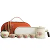 Juego de Té de Oficina de Cerámica Ru de Gama Alta con Diseño de Peonía Vintage, Exquisito Juego de Tazas de Servicio Rápido, Juego para Exteriores para Negocios, Wholesale Personalizable