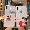 Funda Crayon Shin para Apple 12, diseño de dibujos animados para iPhone 15, Pro Max, transparente, estilo pareja, 14