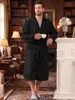 Amazon Ropa de Baño Casual de Felpa Espiga Americana Europea con Doble Bolsillo Bata de Baño Hotel Resort Cinturón de Corbata Bata Larga Ropa de Casa
