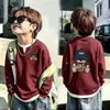 Camiseta de manga larga de punto gofre para niños, nuevo estilo primavera y otoño 2026, suéter para bebé, camiseta de dos en uno de moda para niños mayores