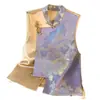 Nuevo Chaleco de Mujer Estilo Antiguo Chino Chaleco de Hebilla de Estilo Nacional de Gama Alta Chaleco Jacquard Retro Modificado Traje Tang