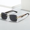Nuevas Gafas de Sol sin Marco Transfronterizas Moda Europea y Americana Clásico Cuadrado Personalidad Leopardo Gafas de Sol de Moda para Hombres y Mujeres