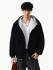 Sudadera con capucha de punto de peso pesado de dos tonos de alta gama para hombre, nueva llegada de otoño, con cremallera, holgada, versátil, top casual para hombre