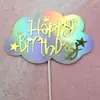 Decoración de Pastel Horneado Rosa Azul Negro Blanco Nubes Estrellas Lentejuelas Bandera Feliz Cumpleaños Vestido de Fiesta