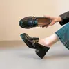 Versión de Piel de Vaca~Mocasines de Suela Gruesa para Mujer, Estilo Británico, Nuevos Zapatos Slip-On para Primavera y Otoño con Tacones Gruesos, Zapatos Pequeños de Cuero Genuino para Mujer