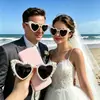 Nuevas gafas de sol con forma de corazón transfronterizas, estilo europeo y americano, extragrandes para fiestas y bailes, gafas de sol nupciales con forma de corazón para mujer con perlas, hechas a mano