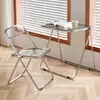 Mesa plegable acrílica, transparente, conjunto de mesa y silla de estilo ins moderno para dormitorio y balcón, mesa portátil minimalista moderna para el hogar