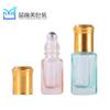 Botella pequeña de vidrio octogonal de 3 ml y 6 ml con bola de acero y tapa dorada para aceites esenciales, perfumes y muestras.