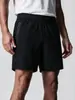 Shorts Casuais Esportivos Americanos de Verão Masculino Camada Única Tecido Secagem Rápida Cor Sólida Corrida Fitness Acima do Joelho