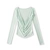Ap25529-25 Nuevo Estilo de Verano Europeo y Americano Estilo Lujuria Pura Blusa de Tencel con Cuello Caído de Manga Larga Top Casual de Vacaciones Camiseta