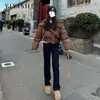 Jeans retos pretos para mulheres 2024 Primavera e Outono Novos Calças de tubo cigarrete justas de cintura alta calças de perna larga estreita