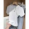 Comércio exterior atacado transfronteiriço verão fio de algodão artificial ombro manga curta camiseta feminina solta combina com tudo cor sólida blusa básica feminina