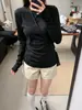 Camisa protectora solar suave y atmosférica, camiseta de manga larga para mujer, adecuada para primavera, verano y otoño, ligera, transpirable, corte ajustado, top de capa base, cubierta para aire acondicionado