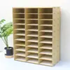Estantería de escritorio de varios niveles con 30 compartimentos para papel A5, estantería para oficina y estudiantes, marco de madera, estante de almacenamiento de madera, caja de almacenamiento