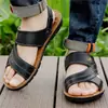 Sandalias Casuales Transfronterizas Temu para Hombre 2025 Nuevas de Cuero Genuino Suela Gruesa de Verano Antideslizantes Resistentes al Desgaste Talla Grande