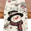 Caminho de mesa de Natal estilo nórdico com estampas de boneco de neve e árvore de Natal, toalha de mesa longa para decorações festivas, adequada para mesas de jantar, lareiras e tampos de mesa