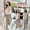 Conjunto Infantil Estilo Pastoral Niñas Verano Sin Mangas Chaleco de Encaje Pantalones de Pierna Ancha Florales Pantalones Falda Ligeros con Estilo Conjunto de Dos Piezas