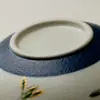 Porcelana Azul y Blanca de las Dinastías Tang y Song con Diseño de Orquídea Mariposa Pintada en Oro Rojo, Taza Redonda Grande para Té Pu'Er para Uso en Casa, Taza de Maestro, Taza de Degustación