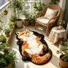 Alfombra de Piso con Patrón de Gato Visual 3D Transfronteriza de Imitación Cachemir para Decoración de Balcón en Casa, Alfombra de Piso Gruesa de Felpa Amigable con la Piel para Sala de Estar