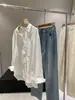 Elegante Camisa de Lino de Manga Larga para Mujer, Otoño Fina de Corte Holgado, Estilo Old Money, Blusa de Alta Gama con Protección Solar A5354